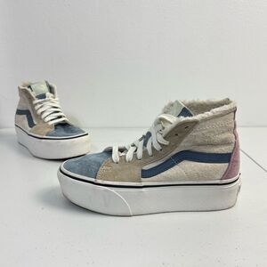 Vans Sk8-hi Tapered Stackform Sneakers Sherpa Lined Color-block Suede Womens 5